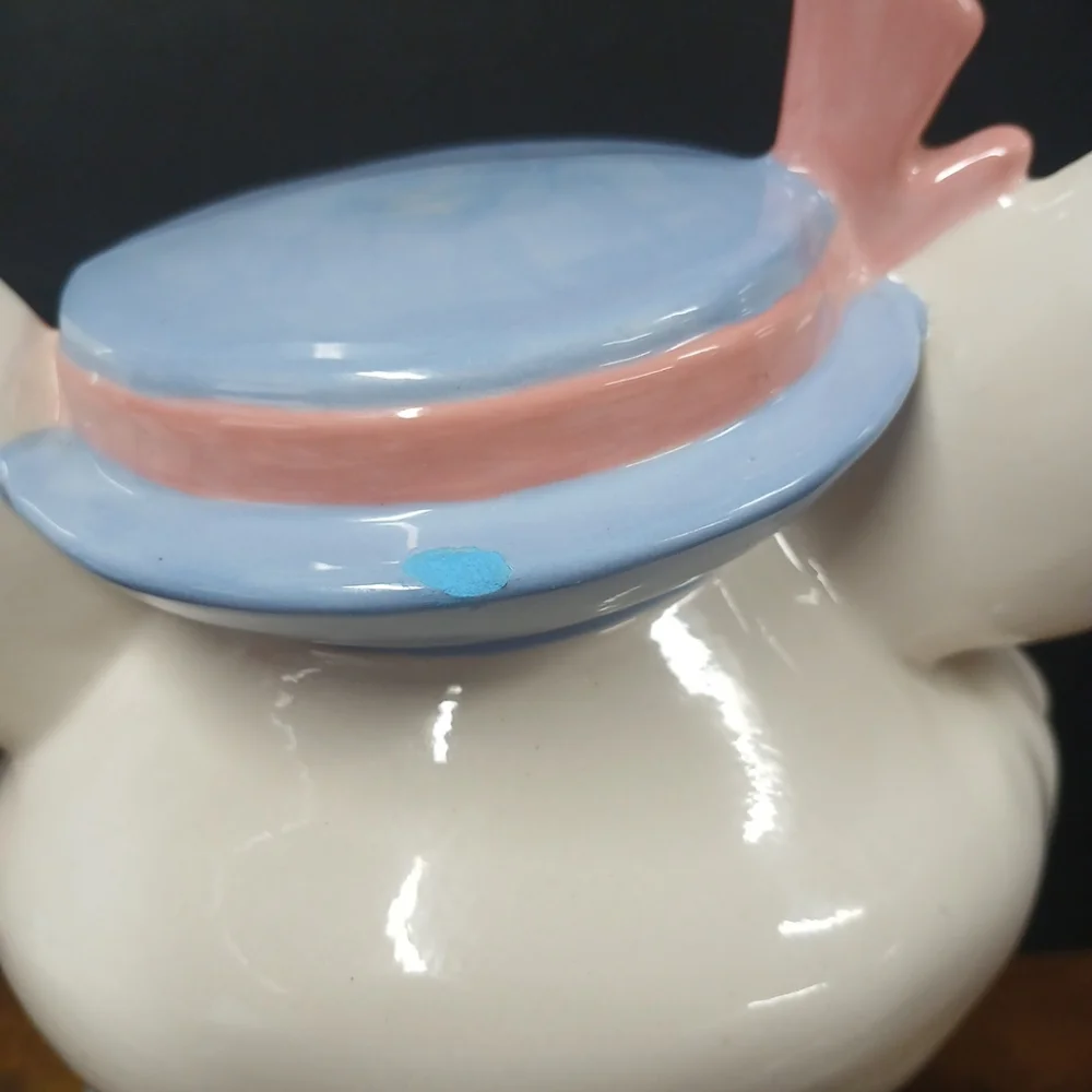 Vintage Ceramic Bunny Rabbit Holding Cookie - Cookie Jar